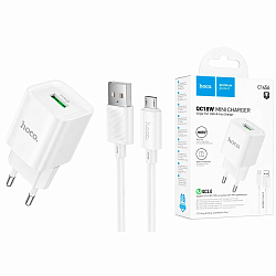 Сетевое ЗУ 1USB 3A HOCO C145A White, microUSB