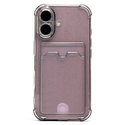 Задняя накладка SC300 для iPhone 16 (black) (236535) с карманом для пластиковых карт