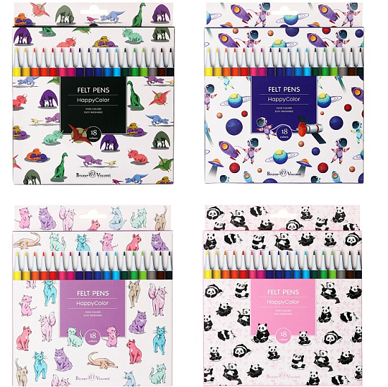 Фломастеры 18 цветов Happycolor, МИКС 4808851