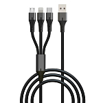 Кабель USB <--> Type-C/Lightning/Type-C  1.2м GoPower GP21-3-1-1.2M черный