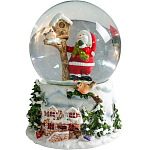 Снежный шар новогодний стеклянный «Снеговик со скворечником», музыкальный, 11.5×11.5×14 см