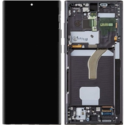 Дисплей для Samsung Galaxy S22 Ultra SM-S908 в рамке (черный) 100%