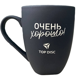 Кружка керамическая TOP DISC черная с гравировкой (Tulip)