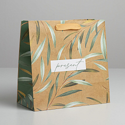 Пакет крафтовый квадратный Present, 22 × 22 × 11 см   5289003