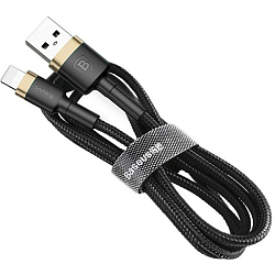 Кабель USB <--> Lightning  2.0м BASEUS Cafule чёрный, золотая вставка