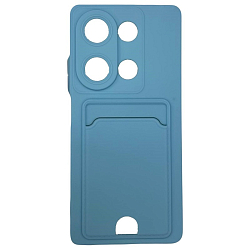 Силиконовый чехол BUTTON для Xiaomi Redmi NOTE 13 PRO (4G)/POCO M6 PRO (4G) голубой с карманом для пластиковых карт