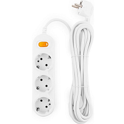 Сетевой удлинитель  5.0м POWER CUBE PC-2-5M, белый, 3 розетки, с/з, с выкл.10А
