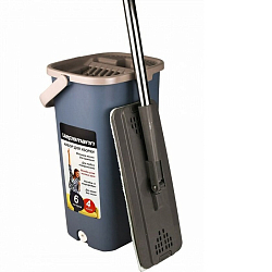 Швабра с ведром 10л VEPSMANN (ручка скл 120см,насадка м/ф 12*32см лип,10л(6+4),2слива),лазурный,VN-017