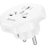 Переходник с ЕВРО вилки на RUS HOCO AC6 10А 250В белый