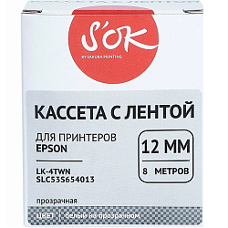 Кассета с лентой Sakura C53S654013 для Epson  LW300/LW400/LW700/LW600P/LW1000P/K400/Z700/Z900, белый на прозрачном, , прозрачная