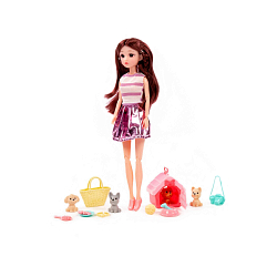 Кукла "Ксюша" 30 см в парке + аксессуары 14 эл в коробке №4 02727