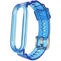 Силиконовый ремешок AKSBERRY для Xiaomi Mi Band 3/4/5/6 (прозрачный синий)