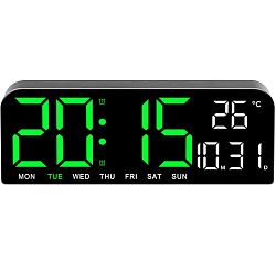 Часы настенные электронные на кухню с подсветкой светящиеся прямоугольные