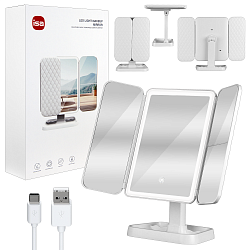 Зеркало для макияжа с подсветкой ML-04 ISA белое