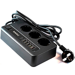 Сетевой удлинитель  2.0м Power Socket BKL-04, серый, 3 розетки, Type-C, 1 USB QC3.0, 4 USB, выкл., PD20W