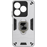 Силиконовый чехол DF для Tecno Spark 10/10C DF tArmor-03 (silver) с кольцом и метллической пластиной для магнитного держателя
