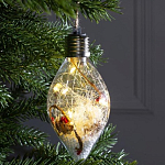 Ёлочный шар «Снежные нити», батарейки, 5 LED, свечение тёплое белое