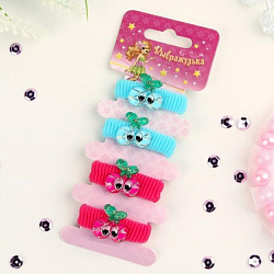 Резинка для волос "Фрукты" (набор 4 шт) вишенки, малиновый, голубой   4729586