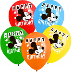 Воздушные шары Happy Birthday, Микки Маус, 12", набор 15 шт. 10582653