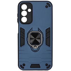 Задняя накладка DF для Samsung Galaxy A15 dark blu, DF sArmor-01, с кольцом и пластиной для магнитного держателя
