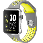 Силиконовый ремешок NIKE BAND 42/44/45/49mm, № 21_серый & салатовый