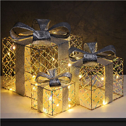 Светодиодная фигура «Подарки» 20х15х10 см, свечение теплое белое 10439496