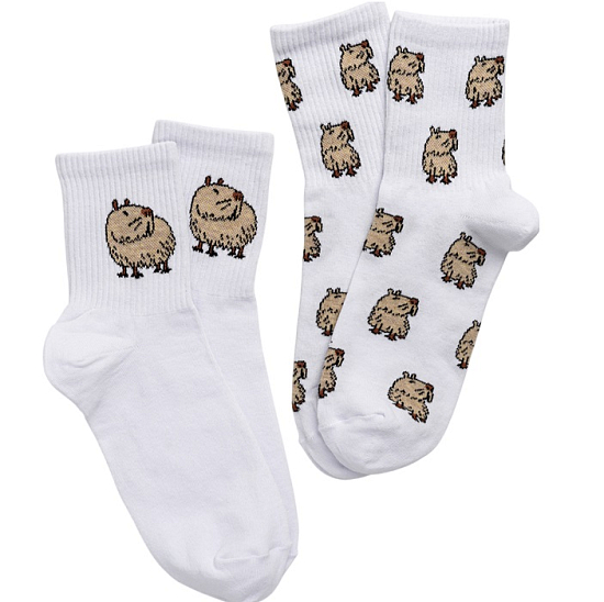 Капибара бой носки мужские  (комплект 2 пары) (40-47, белый)