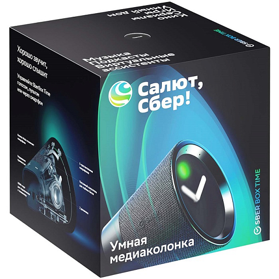 Умная колонка Sber Sberbox Time (с часами),черный