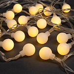 Гирлянда "Нить - с насадками" 5 м, «Шарики белые», свечение тёплое белое, 8 режимов, IP20