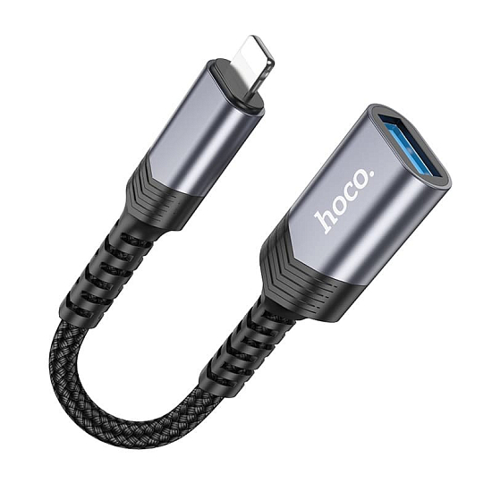 Переходник OTG HOCO UA24 Metal Grey, Lightning