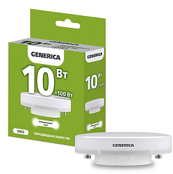 Лампа светодиодная GENERICA T80 таблетка 10W/4000К/GX53