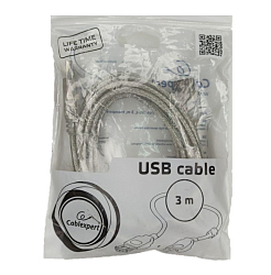 Кабель-удлинитель USB GEMBIRD с феррит.кольцом, позол.конт., черный