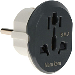 Переходник универсальный 16А, с з/к, 220 В, черно-белый, заподлицо в розетку,розн. упак. 5018827