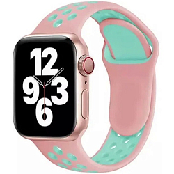 Силиконовый ремешок NONAME для Apple Watch 42mm розовый-бирюзовый, с перфорацией