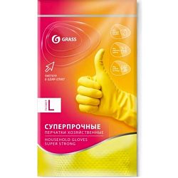 Перчатки латексные GRASS Желтый СуперПрочные (L)