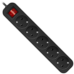 Сетевой удлинитель  1.8м DEFENDER G518 5 розеток, с/з, 10А, черный