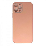 Задняя накладка AKSS для iPhone 12 Pro (6.1), розовый, "имитация бархатное стекло"