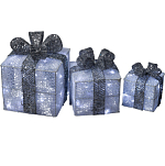 Светодиодная фигура "Подарочные коробки" 3 шт. 25*25 см, 20*20 см, 15*15 см серебряные