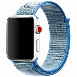 Тканевый ремешок для Apple Watch 42-44-45-49mm с застежкой, голубой