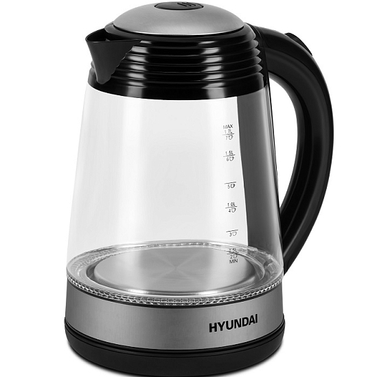 Чайник электрический HYUNDAI HYK-G3803 черный/серебристый