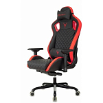 Кресло игровое БЮРОКРАТ Knight TITAN черный/красный ромбик эко.кожа с подголов. крестовина металл