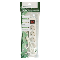 Сетевой удлинитель  3.0м DEFENDER S530 5 розеток с/з