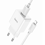 Сетевое ЗУ 1USB 2.1A HOCO C106A Leisure, Lightning, белый