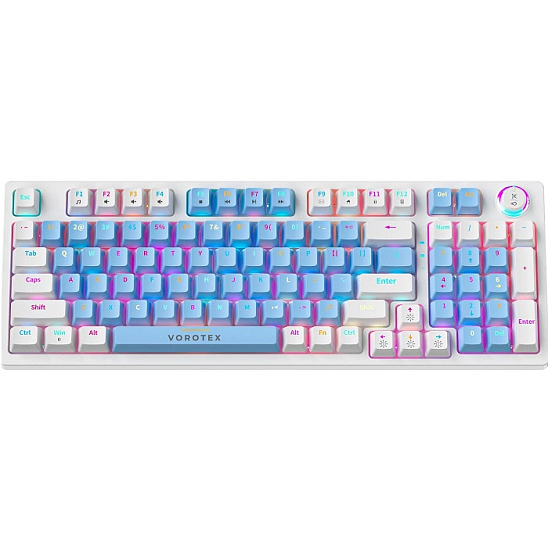 Клавиатура VOROTEX K98 Blue Switch, Синий,белый