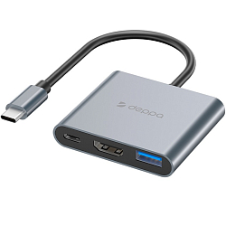 USB Type-C Хаб DEPPA серый, 73138