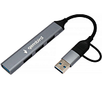 USB-Хаб GEMBIRD UHB-C204, алюминий, USB3.0, 3xUSB2.0, кабель Type-C+USB 10см