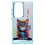 Задняя накладка PC092 для Samsung Galaxy S24 Ultra (кот) (transparent)