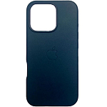 Задняя накладка LEATHER CASE для iPhone 16 Синий (с АНИМАЦИЕЙ)