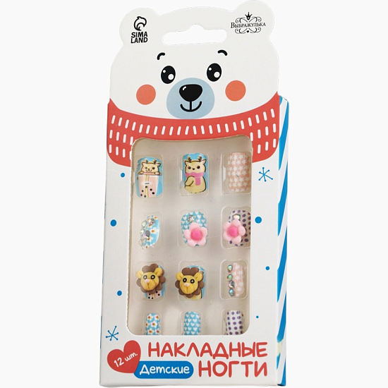 Детские накладные ногти «Северный мишка», 12 шт. 10967998