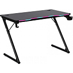 Стол игровой Defender FEROX RGB (110x60см./ подсветка/ подвесы для кружки+гарнитуры/ черный) (Уценка)